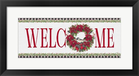 Framed Chickadee Christmas Red - Welcome Print