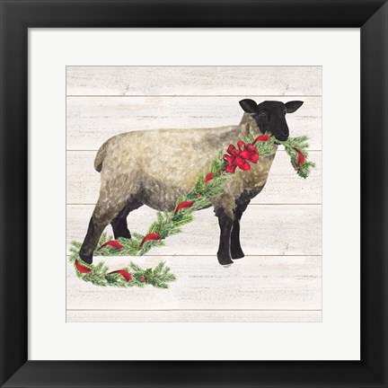 Framed Christmas on the Farm V Sheep Print