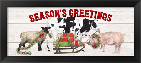 Framed Christmas on the Farm - Seasons Greetings Print