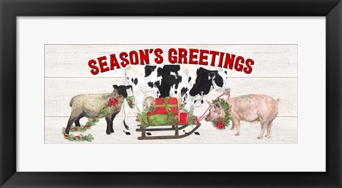 Framed Christmas on the Farm - Seasons Greetings Print