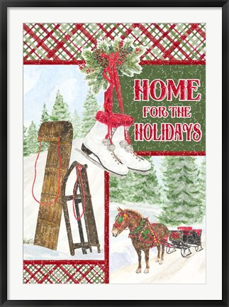 Framed Sleigh Bells Ring - Happy Holidays Print