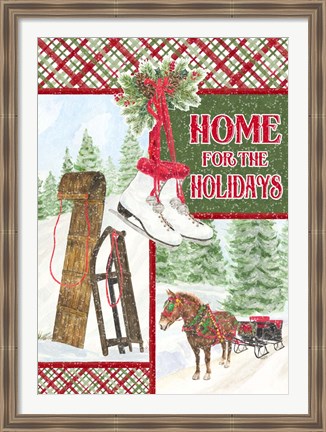 Framed Sleigh Bells Ring - Happy Holidays Print