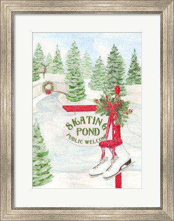 Framed Sleigh Bells Ring - Skating Pond Print