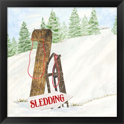 Framed Sleigh Bells Ring II Sledding Print