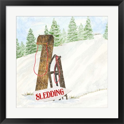 Framed Sleigh Bells Ring II Sledding Print