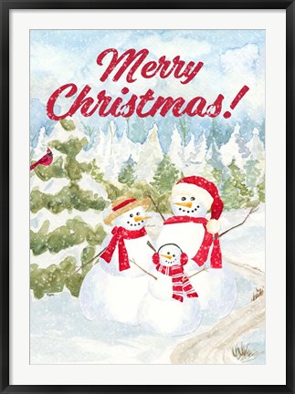 Framed Snowman Wonderland horizontal - Family Scene Print