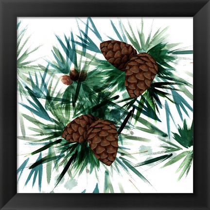 Framed Christmas Hinterland II Pine Cones Print