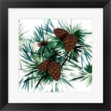 Framed Christmas Hinterland II Pine Cones Print