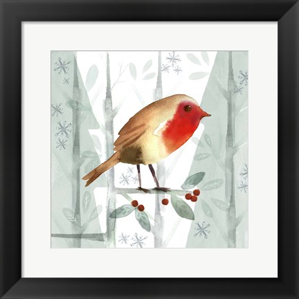 Framed Christmas Hinterland III Robin Print