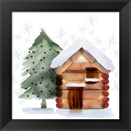 Framed Christmas Hinterland IV Tree &amp; Cabin Print