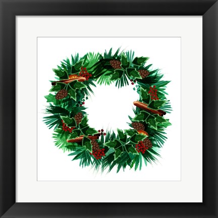 Framed Christmas Hinterland IV Wreath Print