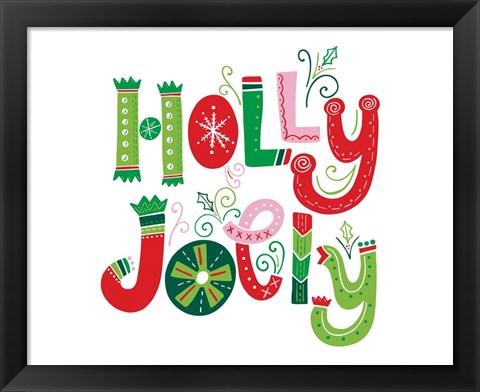 Framed Festive Lettering - Holly Jolly Print