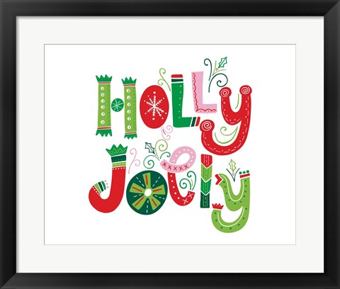 Framed Festive Lettering - Holly Jolly Print
