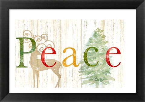 Framed Peace Whitewash Wood sign Print