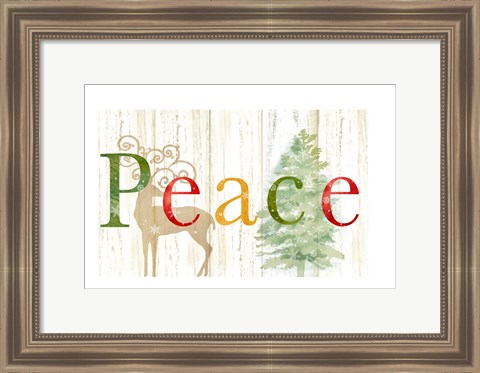 Framed Peace Whitewash Wood sign Print