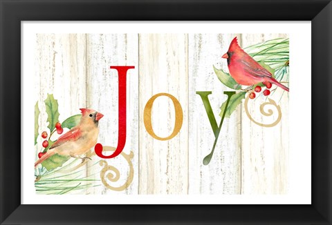 Framed Joy Whitewash Wood sign Print