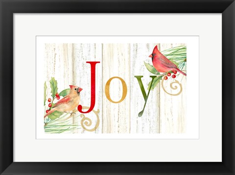 Framed Joy Whitewash Wood sign Print