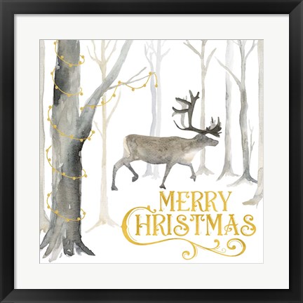 Framed Christmas Forest II Merry Christmas Print