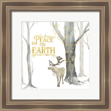 Framed Christmas Forest III Peace on Earth Print