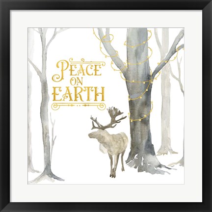 Framed Christmas Forest III Peace on Earth Print