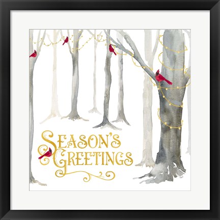 Framed Christmas Forest IV Seasons Greetings Print