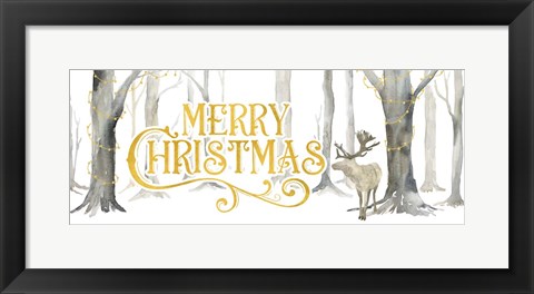 Framed Christmas Forest panel I-Merry Christmas Print