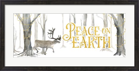 Framed Christmas Forest panel II-Peace on Earth Print