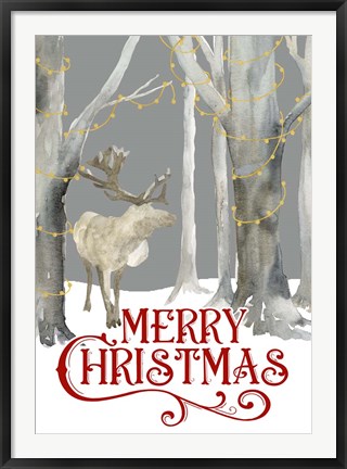 Framed Christmas Forest portrait I-Merry Christmas Print