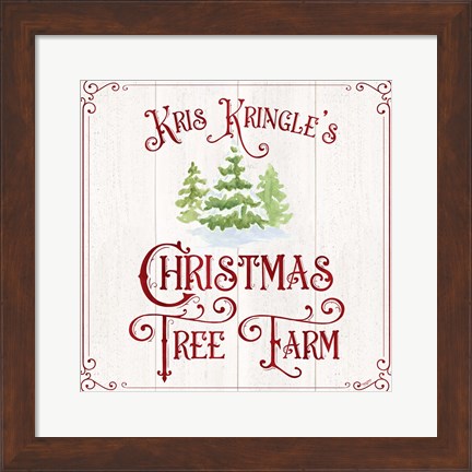 Framed Vintage Christmas Signs VI-Tree Farm Print