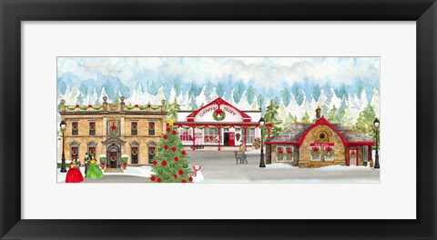 Framed Christmas Village panel II Print