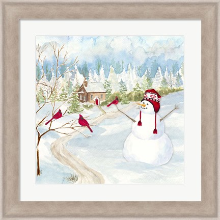 Framed Snowman Christmas I Print