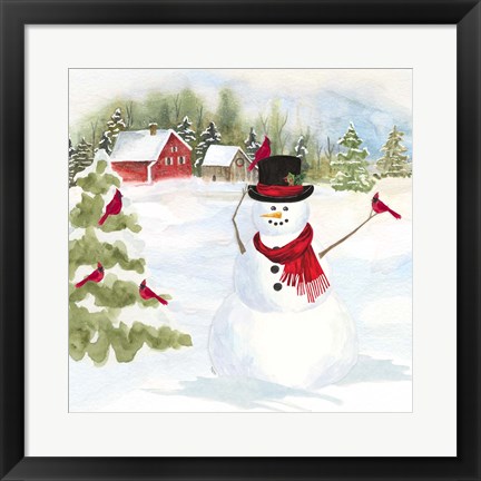 Framed Snowman Christmas IV Print