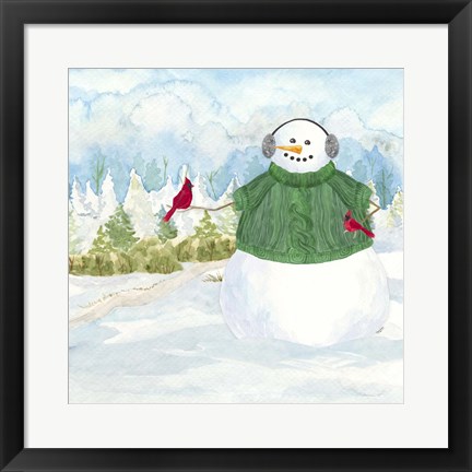 Framed Snowman Christmas V Print