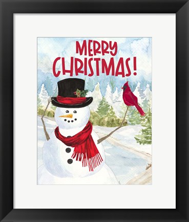 Framed Snowman Christmas portrait I Print