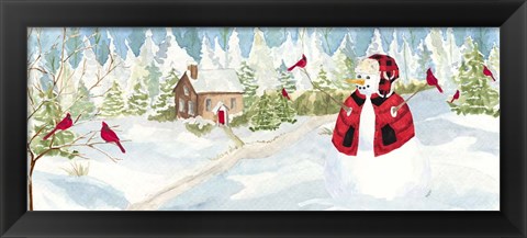 Framed Snowman Christmas panel I Print