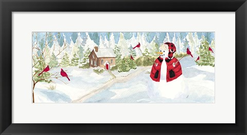 Framed Snowman Christmas panel I Print