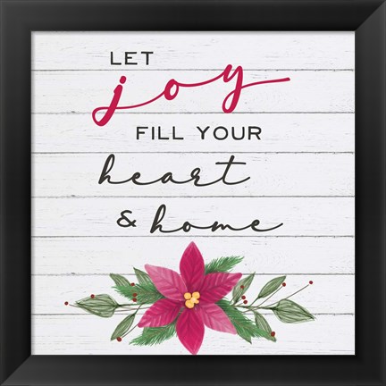 Framed Cozy Christmas II Poinsettia Print