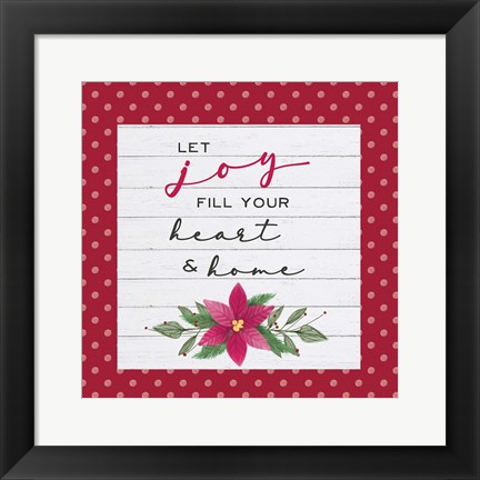 Framed Cozy Christmas Dots II Poinsettia Print