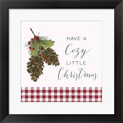 Framed Cozy Christmas Gingham I Print