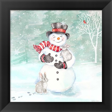 Framed Let it Snow Blue Snowman VI Print