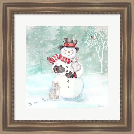 Framed Let it Snow Blue Snowman VI Print