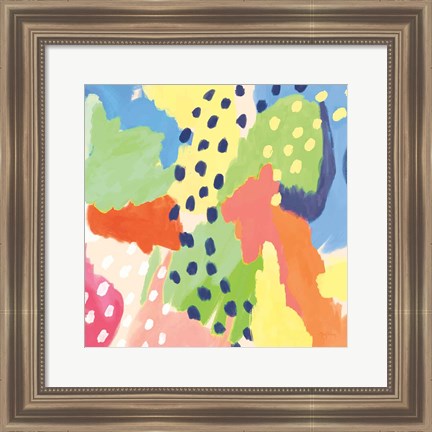 Framed Bright Life I Blue Green Crop Print