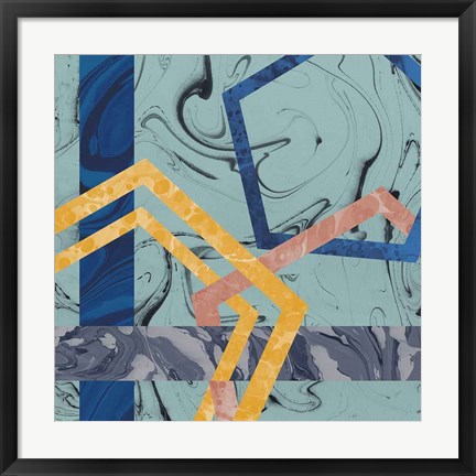 Framed Terrazzo I Blue Print