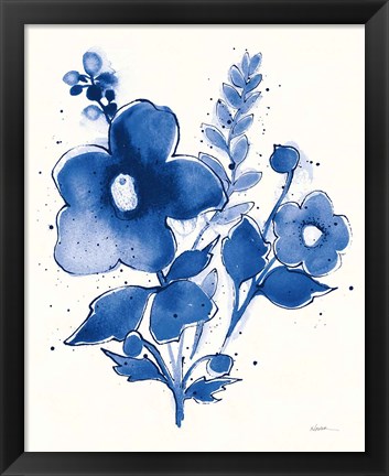 Framed Independent Blooms Blue IV v2 Print