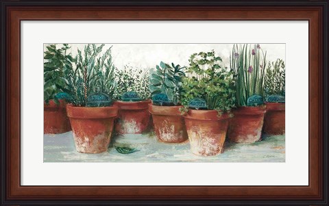 Framed Pots of Herbs II White Print