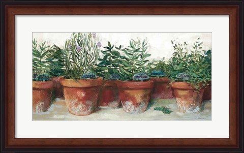 Framed Pots of Herbs I White Print