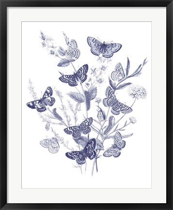 Framed Butterfly Bouquet I Blue Print