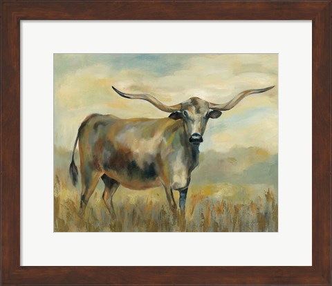 Framed Longhorn Cow Print