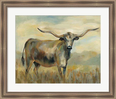 Framed Longhorn Cow Print