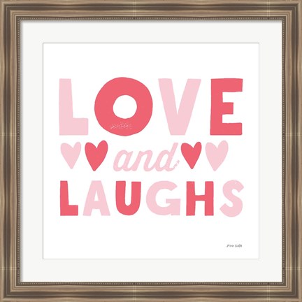 Framed Love and Laughs Pink Print